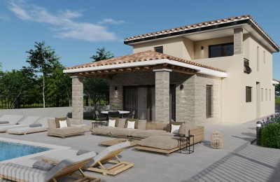 Istra, Poreč 6 km - Prekrasna vila u mediteranskom stilu s bazenom,mirna lokacija - slijepa ulica i rub građevinske zone!! - u izgradnji